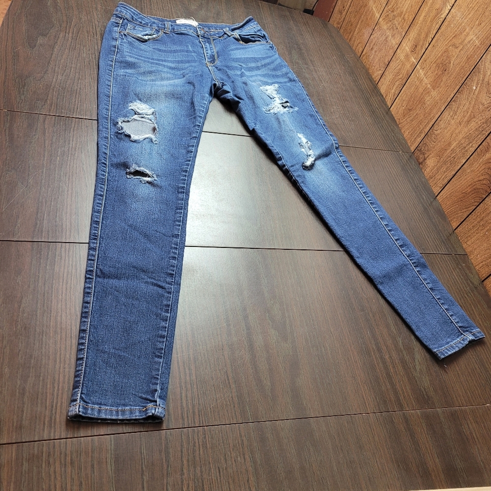 Encore Jeans Blue Skinny Fit Distressed Denim